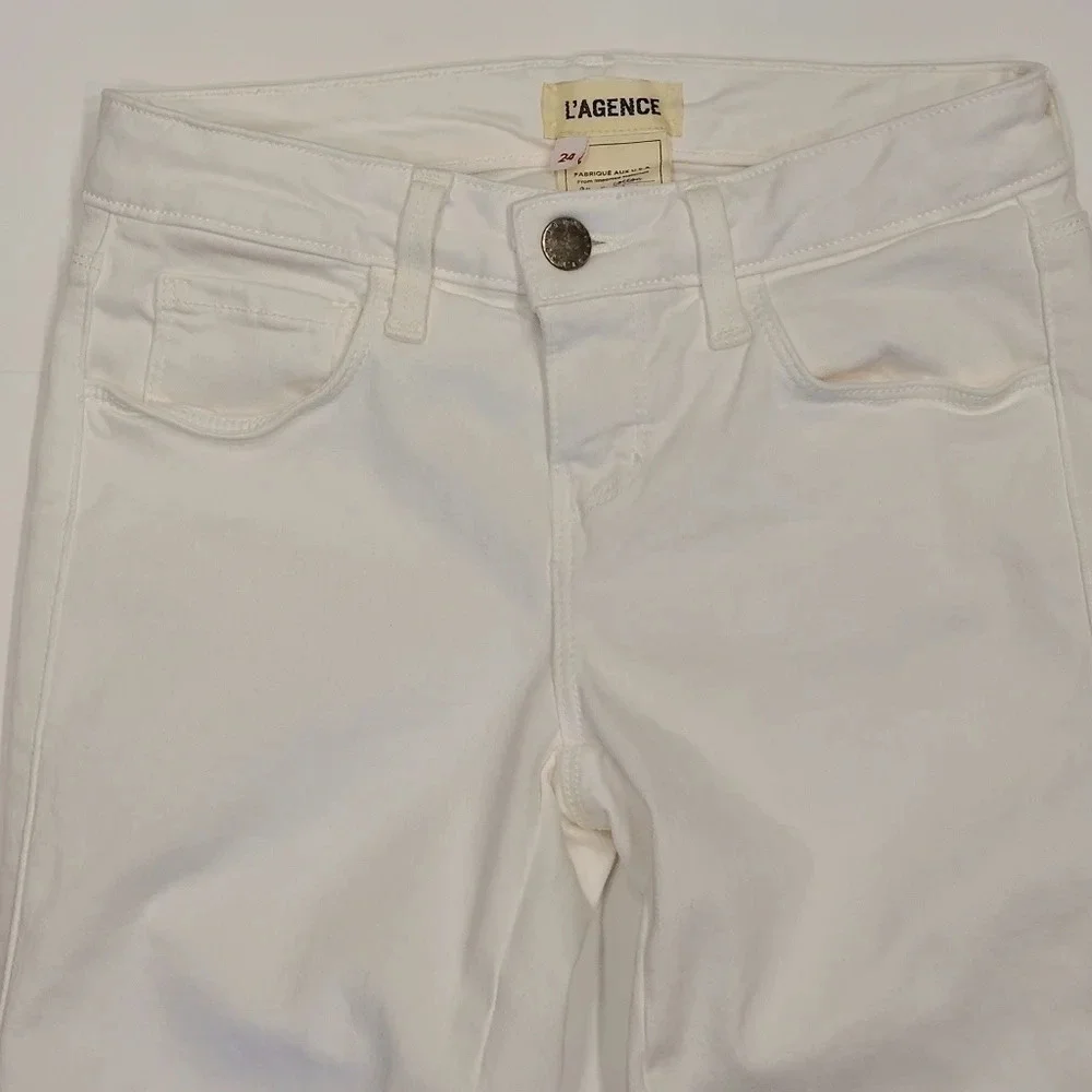 L'Agence Chantal Low Rise Skinny Jean Blanc White 24 - Picture 4 of 10